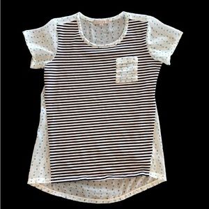 DownEast Striped Top with Sheer Polka Dot Back